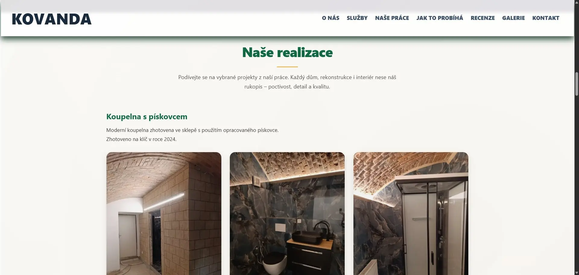 Profesionální web pro stavební firmu Kovanda Stavby – realizace, reference a poptávkový formulář