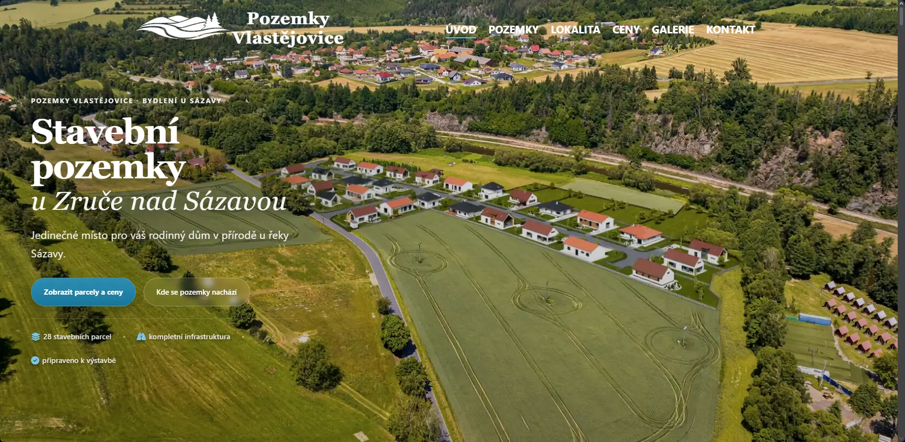 Pozemky Vlastějovice - hero sekce